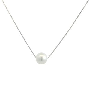 Solitaire Round Pearl Pendant Necklace