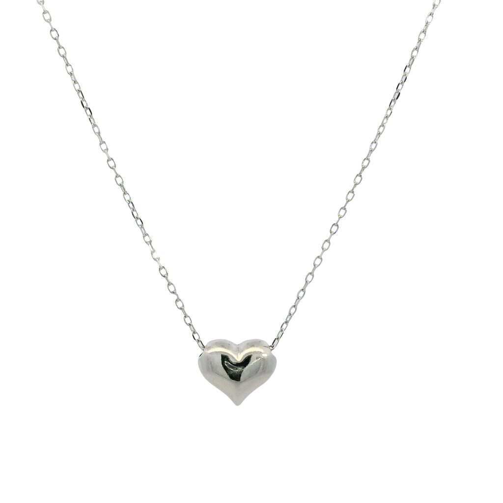 Polished Puffed Heart Charm Necklace