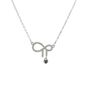 Bow Necklace with Heart Charm