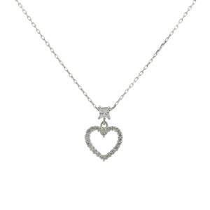 Princess-Cut and Heart-Shaped Charm Necklace