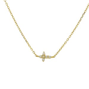Cross Pendant 18K Yellow Gold Plated Cable Chain Necklace