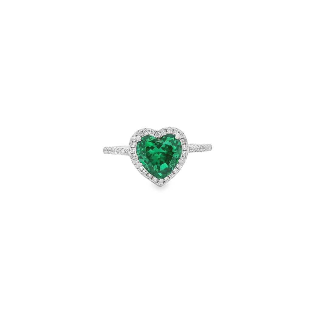 Green Heart Dazzle Ring