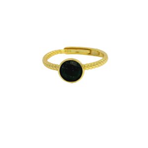 Round Cabochon Solitaire Ring in 18K Yellow Gold-Plated 925 Sterling Silver