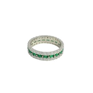 Baguette Emerald and Round Triple Row Eternity Ring