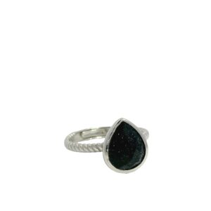 Pear Cabochon Solitaire Ring in 925 Sterling Silver