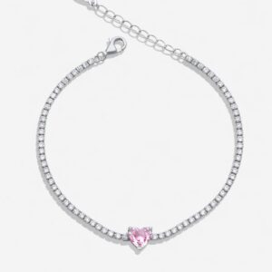 Pink Heart Tennis Bracelet
