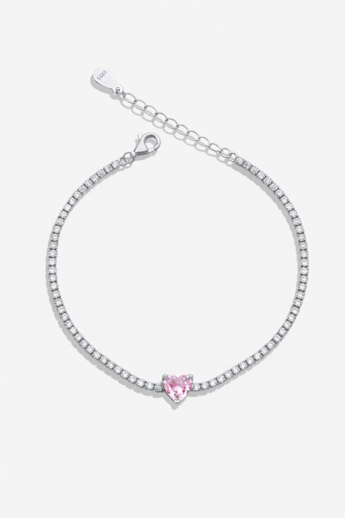 Pink Heart Tennis Bracelet