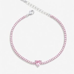 Pink Heart Tennis Bracelet