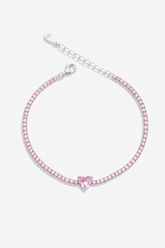 Pink Heart Tennis Bracelet