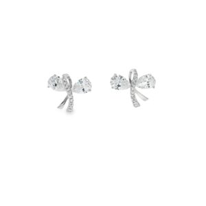 Pear Cut Zirconia Bow Stud Earrings