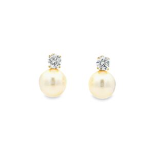 Pearl Drop Earrings with Round Accents