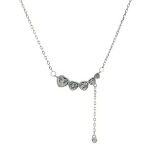 Heart Graduated Bezel-Set Charm Drop Necklace