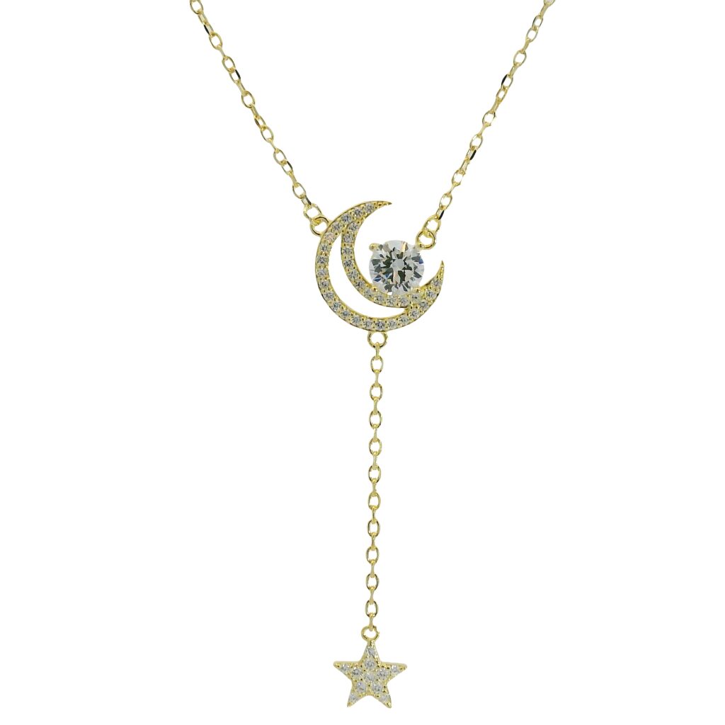 Moon and Star Pavé Y-Necklace