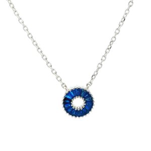 Baguette Blue Open Circle Necklace