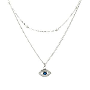 Layered Evil Eye Royal Blue Sapphire Necklace
