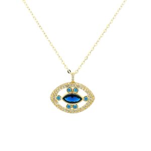 Blue Sapphire Evil Eye Charm Necklace