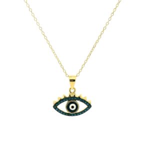 Evil Eye Charm Necklace with Turquoise Accents