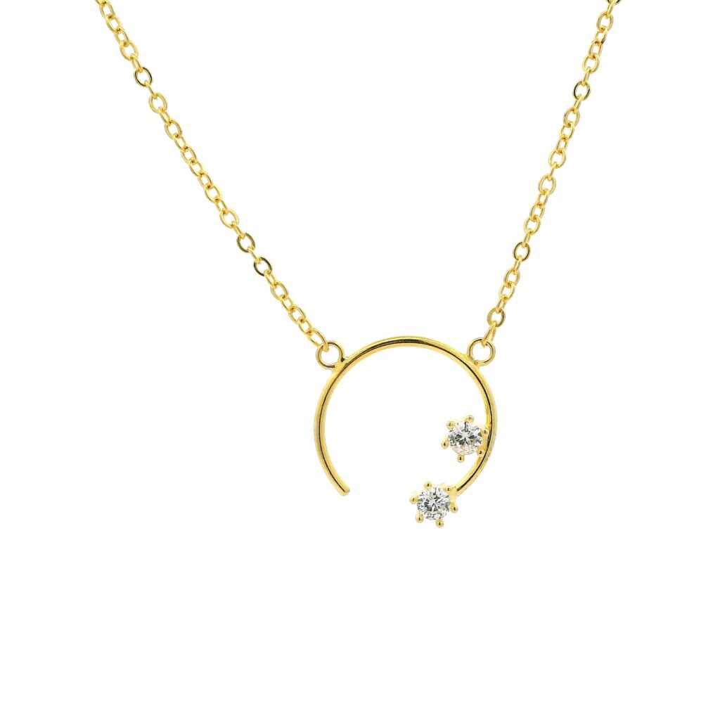 Open Circle Zirconia Charm Necklace